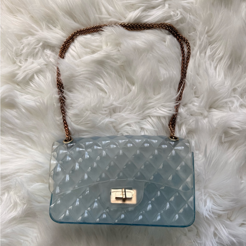 Elegant Clear Quilted Women's Bag With Gold Chain